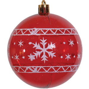 Κόκκινη Πλαστική Χριστουγεννιάτικη Μπάλα 8cm,Σέτ/6