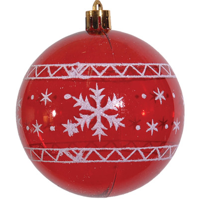 Κόκκινη Πλαστική Χριστουγεννιάτικη Μπάλα 8cm,Σέτ/6
