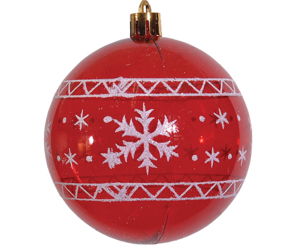 Κόκκινη Πλαστική Χριστουγεννιάτικη Μπάλα 8cm,Σέτ/6