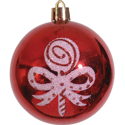 Κόκκινη Πλαστική Γυαλιστερή + Μάτ Χριστουγεννιάτικη Μπάλα 7cm,Σέτ/6 - 2 Χρώματα