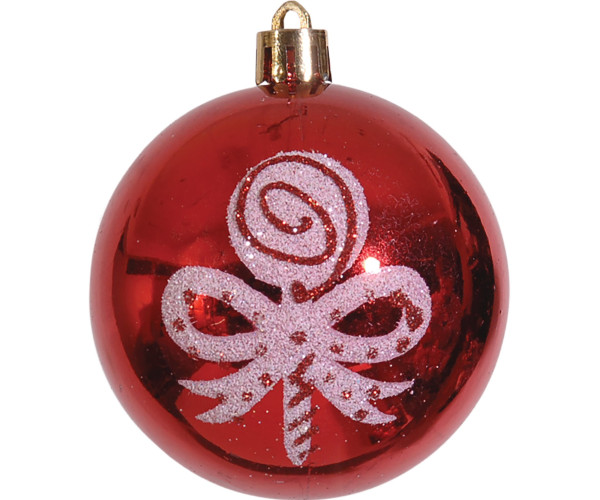 Κόκκινη Πλαστική Γυαλιστερή + Μάτ Χριστουγεννιάτικη Μπάλα 7cm,Σέτ/6 - 2 Χρώματα