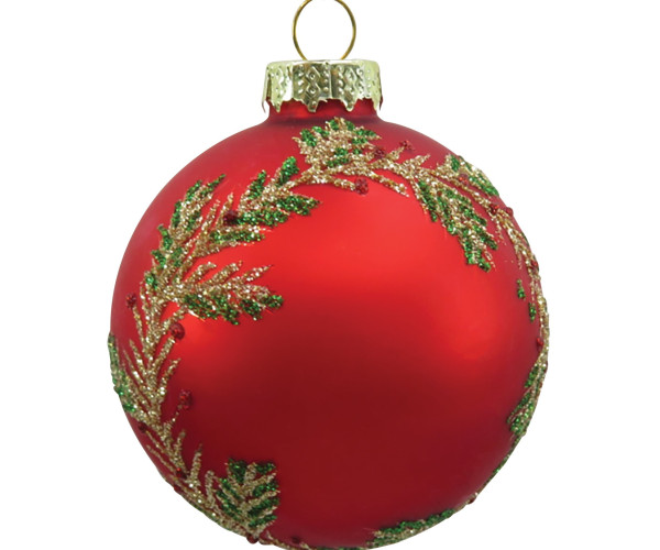 Κόκκινη Γυάλινη Χριστουγεννιάτικη Μπάλα 8cm,Σέτ/6