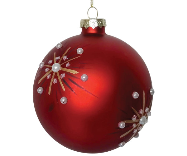 Κόκκινη Γυάλινη Χριστουγεννιάτικη Μπάλα 10cm,Σέτ/6