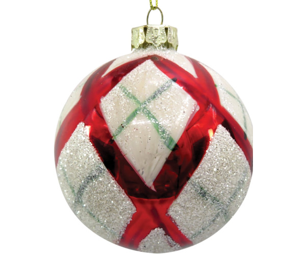 Κόκκινη Γυάλινη Χριστουγεννιάτικη Μπάλα 8cm,Σέτ/6