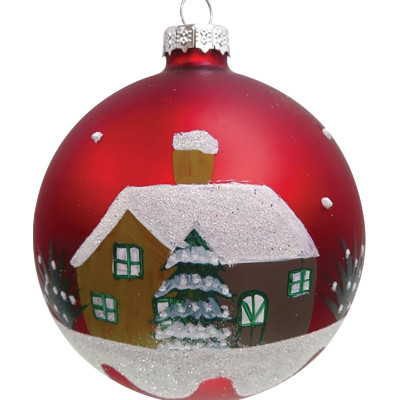 Κόκκινη Γυάλινη Χριστουγεννιάτικη Μπάλα 10cm,Σέτ/6