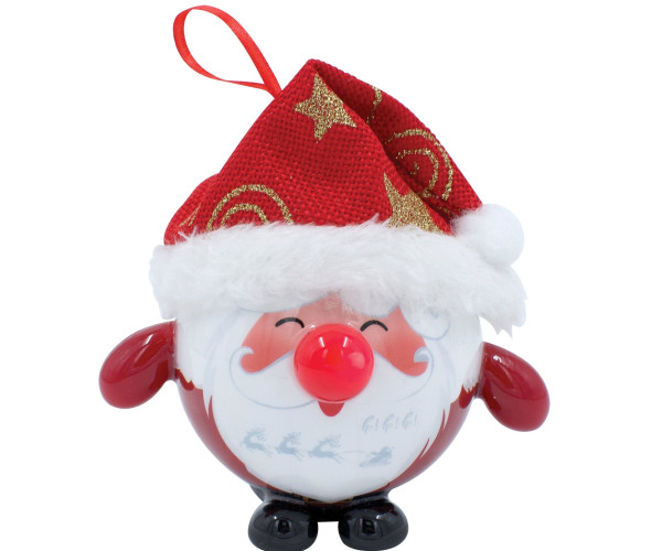 Κόκκινη Πλαστική Χριστουγεννιάτικη Μπάλα Με Led Φώς Μπαταρίας 8cm