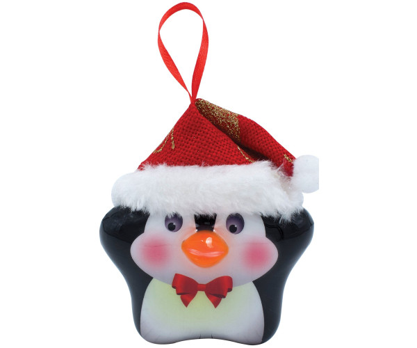 Κόκκινη Πλαστική Χριστουγεννιάτικη Μπάλα Με Led Φώς Μπαταρίας 8 x 5 x 10,5cm