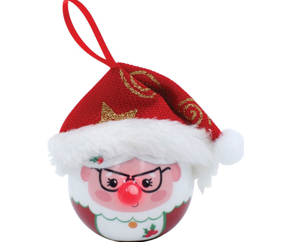 Κόκκινη Πλαστική Χριστουγεννιάτικη Μπάλα Με Led Φώς Μπαταρίας 6,5cm