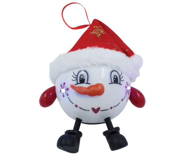 Κόκκινη Πλαστική Χριστουγεννιάτικη Μπάλα Με Led Φώς Μπαταρίας  8cm