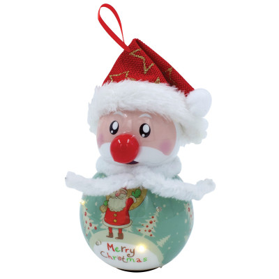 Κόκκινη Πλαστική Χριστουγεννιάτικη Μπάλα Με Led Φώς Μπαταρίας 8 x 8 x 15cm