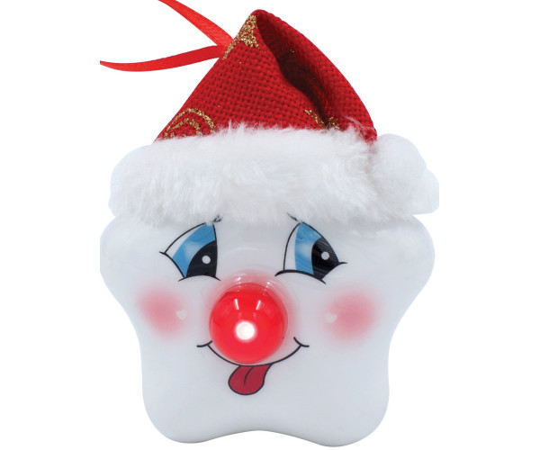 Κόκκινη Πλαστική Χριστουγεννιάτικη Μπάλα Με Led Φώς Μπαταρίας 8 x 5 x 10,5cm