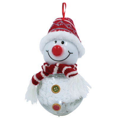 Κόκκινη Πλαστική Χριστουγεννιάτικη Μπάλα Με Led Φώς Μπαταρίας 9 x 9 x 18,5cm