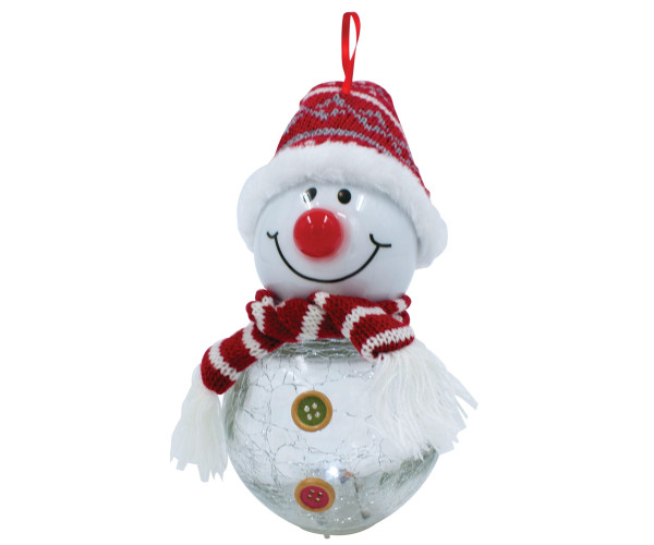 Κόκκινη Πλαστική Χριστουγεννιάτικη Μπάλα Με Led Φώς Μπαταρίας 9 x 9 x 18,5cm