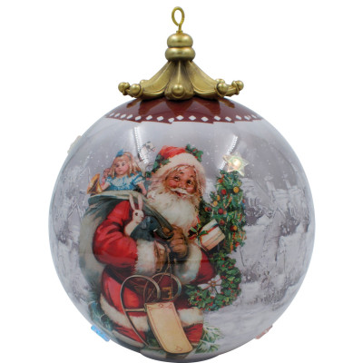 Κόκκινη Πλαστική Χριστουγεννιάτικη Μπάλα Με Led Φώς Μπαταρίας 20 x 20 x 24,5cm