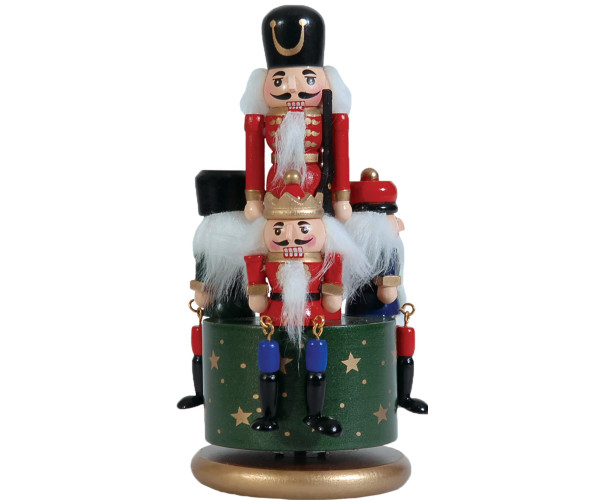 Ξύλινο Κουρδιστό Με Καρυοθράυστες 9 x 9 x 19,5cm