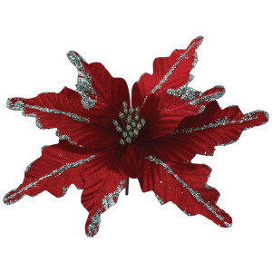 Κόκκινο Χριστουγεννιάτικο Διακοσμητικό Λουλούδι 30cm