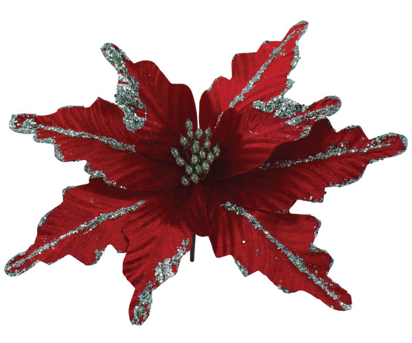 Κόκκινο Χριστουγεννιάτικο Διακοσμητικό Λουλούδι 30cm