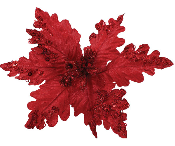 Κόκκινο Χριστουγεννιάτικο Διακοσμητικό Λουλούδι 31cm