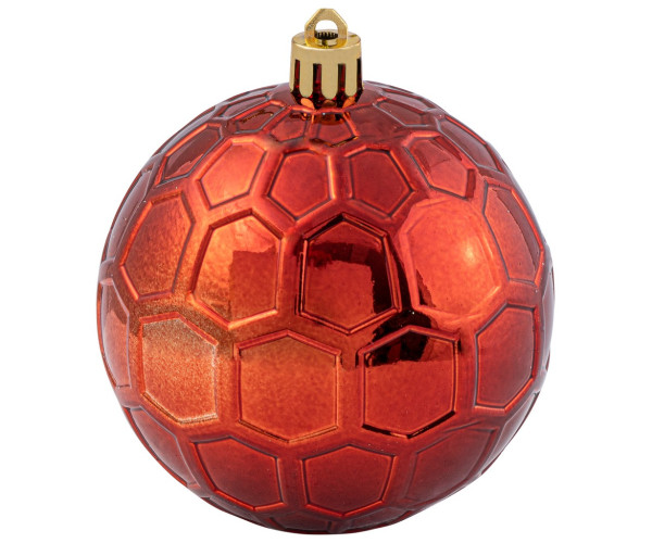 Χάλκινη Πλαστική Γυαλιστερή Χριστουγεννιάτικη Μπάλα 8cm,Σέτ/6