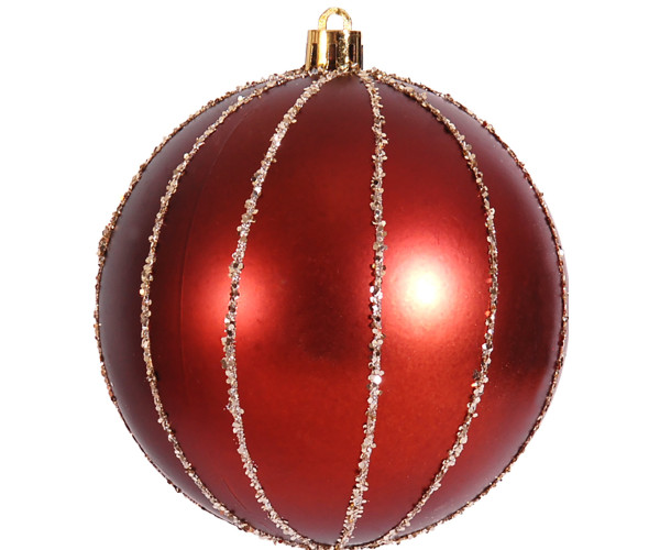 Χάλκινη Πλαστική Γυαλιστερή Χριστουγεννιάτικη Μπάλα 8cm,Σέτ/6