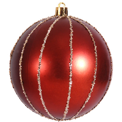 Χάλκινη Πλαστική Γυαλιστερή Χριστουγεννιάτικη Μπάλα 10cm,Σέτ/4