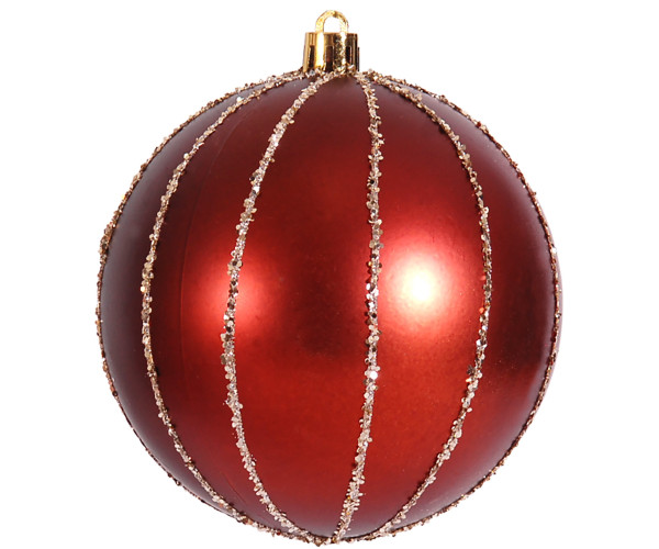 Χάλκινη Πλαστική Γυαλιστερή Χριστουγεννιάτικη Μπάλα 10cm,Σέτ/4