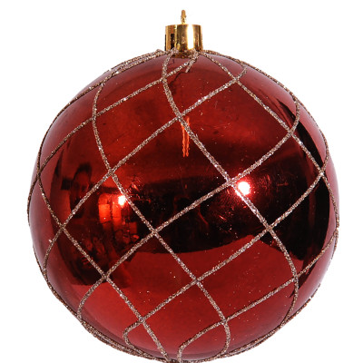 Χάλκινη Πλαστική Γυαλιστερή Χριστουγεννιάτικη Μπάλα 10cm,Σέτ/4