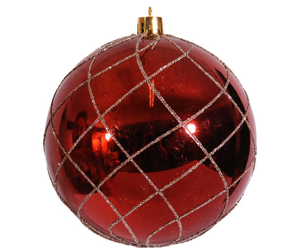 Χάλκινη Πλαστική Γυαλιστερή Χριστουγεννιάτικη Μπάλα 10cm,Σέτ/4