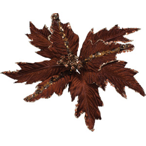 Καφέ Χριστουγεννιάτικο Διακοσμητικό Λουλούδι 30cm