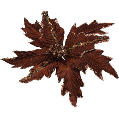 Καφέ Χριστουγεννιάτικο Διακοσμητικό Λουλούδι 30cm