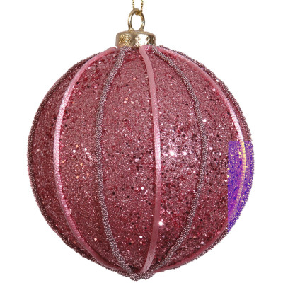 Ρόζ Πλαστική Χριστουγεννιάτικη Μπάλα 8cm,Σέτ/6