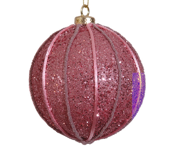 Ρόζ Πλαστική Χριστουγεννιάτικη Μπάλα 8cm,Σέτ/6