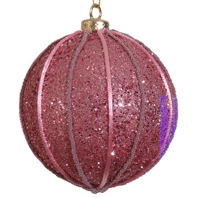 Ρόζ Πλαστική Χριστουγεννιάτικη Μπάλα 10cm,Σέτ/4