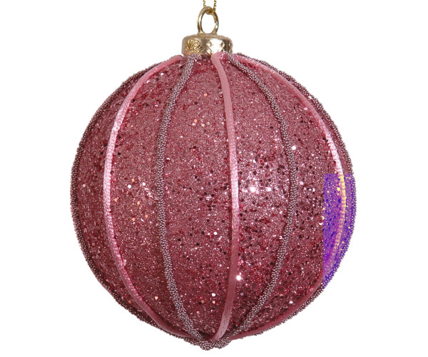 Ρόζ Πλαστική Χριστουγεννιάτικη Μπάλα 10cm,Σέτ/4