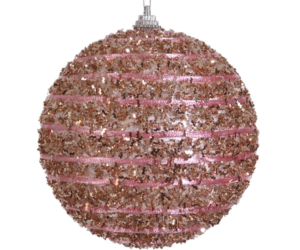 Ρόζ Πλαστική Χριστουγεννιάτικη Μπάλα 8cm,Σέτ/6