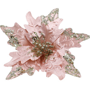 Ρόζ Χριστουγεννιάτικο Διακοσμητικό Λουλούδι 29cm