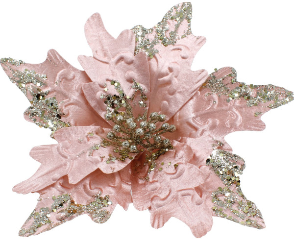 Ρόζ Χριστουγεννιάτικο Διακοσμητικό Λουλούδι 29cm