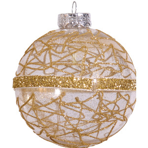 Χρυσή Γυαλιστερή Πλαστική Χριστουγεννιάτικη Μπάλα 10cm,Σέτ/4