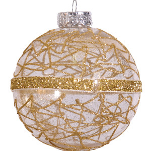 Χρυσή Γυαλιστερή Πλαστική Χριστουγεννιάτικη Μπάλα 10cm,Σέτ/4