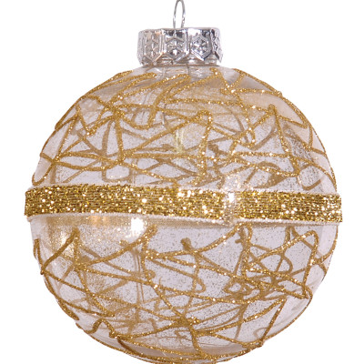 Χρυσή Γυαλιστερή Πλαστική Χριστουγεννιάτικη Μπάλα 10cm,Σέτ/4