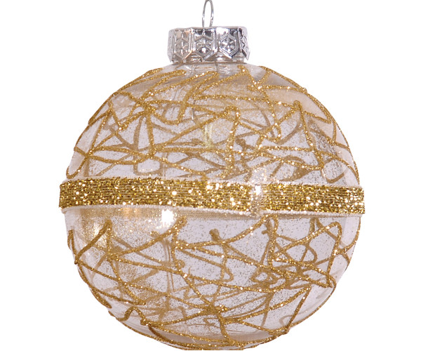 Χρυσή Γυαλιστερή Πλαστική Χριστουγεννιάτικη Μπάλα 10cm,Σέτ/4