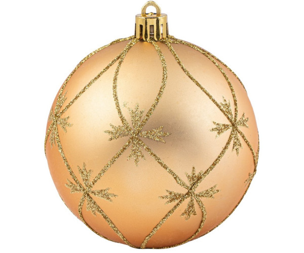 Χρυσή Γυαλιστερή Πλαστική Χριστουγεννιάτικη Μπάλα 10cm,Σέτ/4