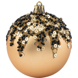Χρυσή Γυαλιστερή Πλαστική Χριστουγεννιάτικη Μπάλα 8cm,Σέτ/6
