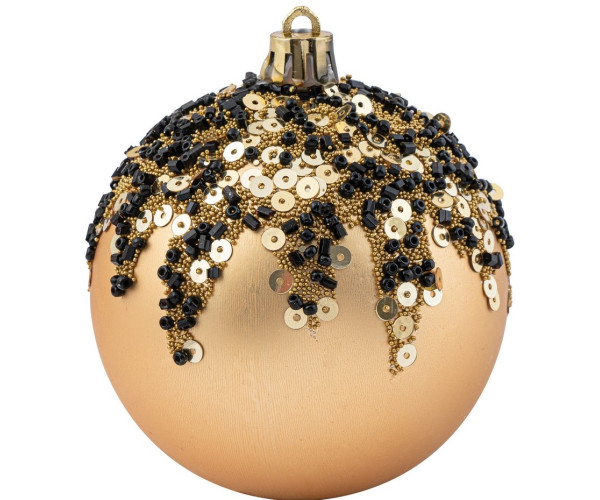 Χρυσή Γυαλιστερή Πλαστική Χριστουγεννιάτικη Μπάλα 10cm,Σέτ/4