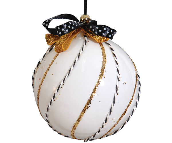 Χρυσή Γυαλιστερή Πλαστική Χριστουγεννιάτικη Μπάλα 8cm,Σέτ/6