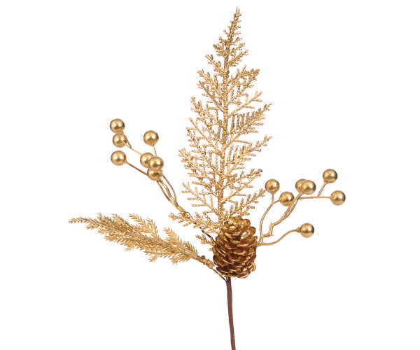 Χρυσό Χριστουγεννιάτικο Διακοσμητικό Κλαδί 32(Η)cm