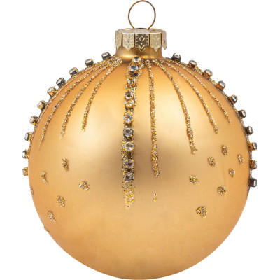 Χρυσή Γυάλινη Χριστουγεννιάτικη Μπάλα 8cm,Σέτ/6