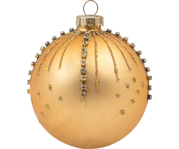 Χρυσή Γυάλινη Χριστουγεννιάτικη Μπάλα 10cm,Σέτ/6