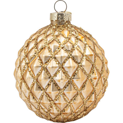 Χρυσή Γυάλινη Χριστουγεννιάτικη Μπάλα 8cm,Σέτ/6