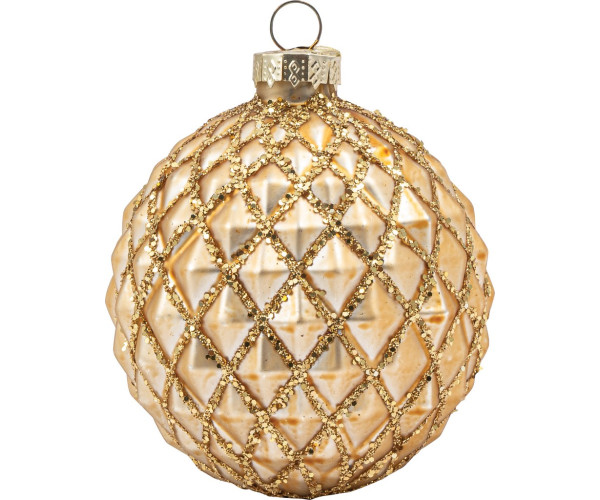 Χρυσή Γυάλινη Χριστουγεννιάτικη Μπάλα 8cm,Σέτ/6